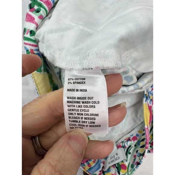 Cottagecore Crown & Ivy Floral Print Shorts Scalloped Hem Colorful Size 8 Shelby - Picture 6 of 8